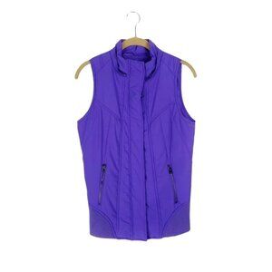 Lorna Jane LJ Black Premium womens Small purple jewel tone quilted puffer vest